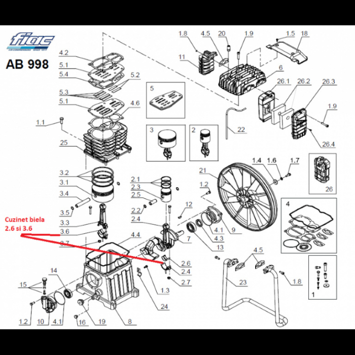 Cuzinet biela pentru cap compresor AB998 [2]