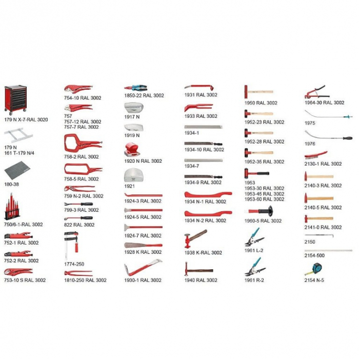 Dulap cu scule echipat 7 sertare, 65 piese pentru caroserii din ALUMINIU [4]