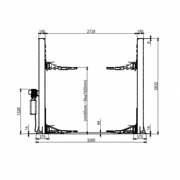 Elevator 2 coloane 4T ECOBLU, 220V [2]