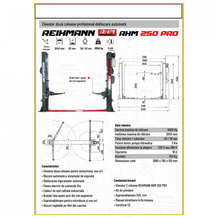 Elevator 2 coloane 5T blocaj electric, la 220V sau 380V [2]