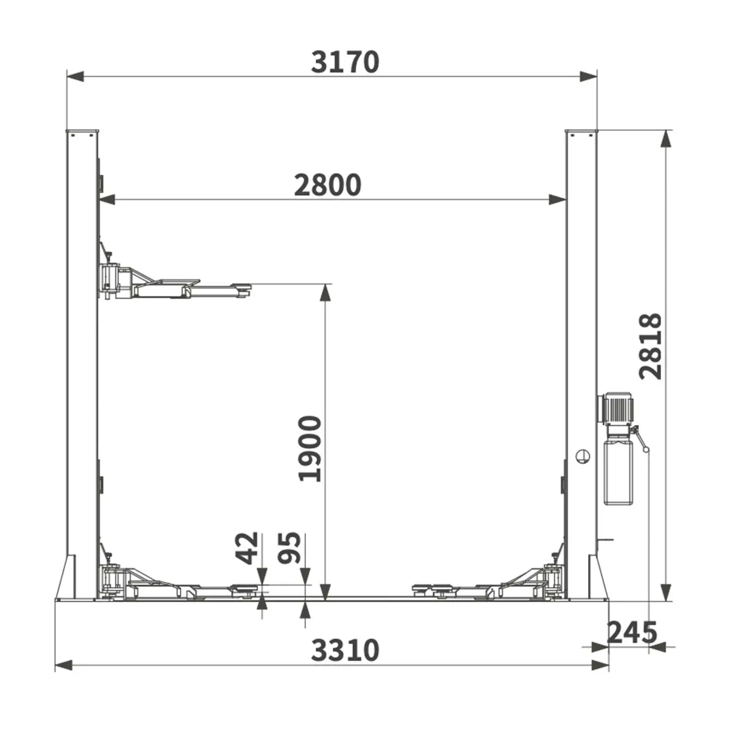 Elevator 2 coloane 4T blocaj manual, la 220V sau 380V [3]