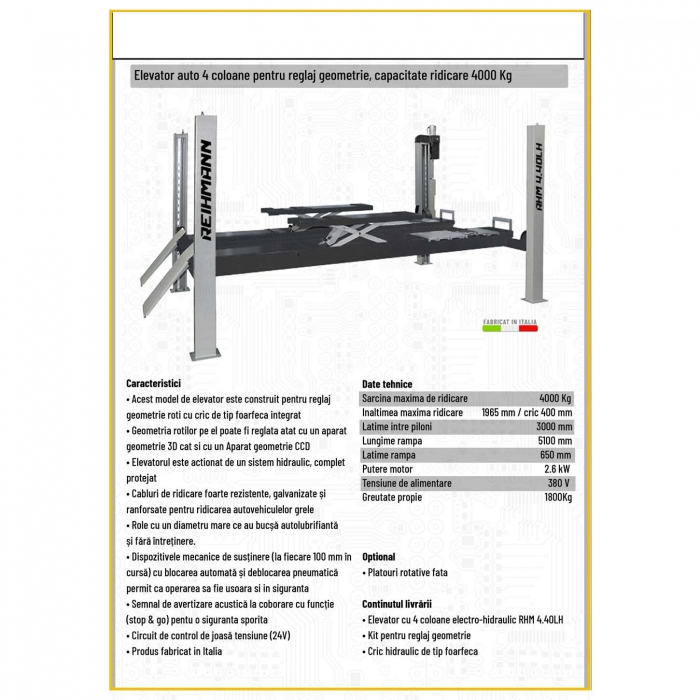 Elevator 4 coloane 4T hidraulic, la 220V sau 380V [2]