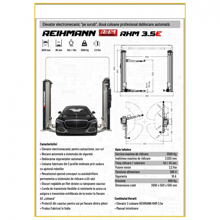 Elevator auto 2 coloane 3,5Telectromecanic pe surub, 380V [3]