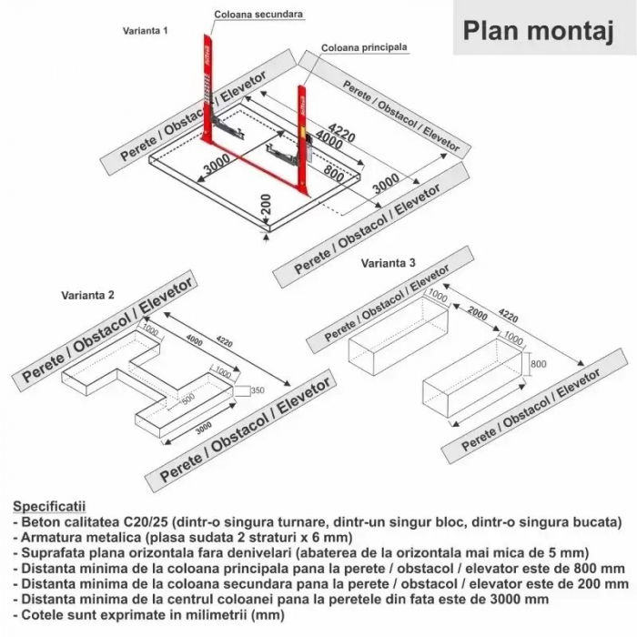 Elevator 2 coloane 4T blocaj manual, 220V [6]