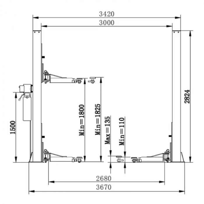Elevator 2 coloane 4T blocaj manual, 380V [2]