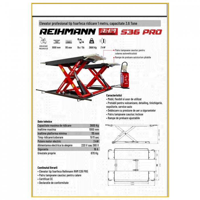 Elevator foarfeca 3,6T pentru vulcanizare automat, 380V [6]