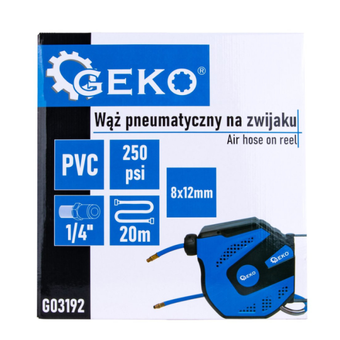 Furtun pneumatic pe tambur retractabil Geko G-G03192, 20m, 8x12mm [10]