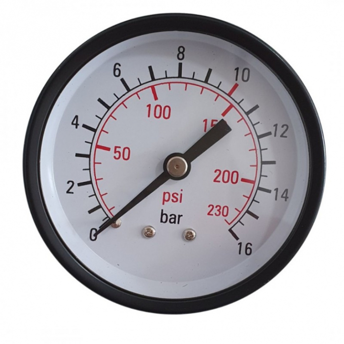 Manometru cu racord posterior 16 bar cu diamentrul de 63 mm si racord de conectare de 1/4" [1]