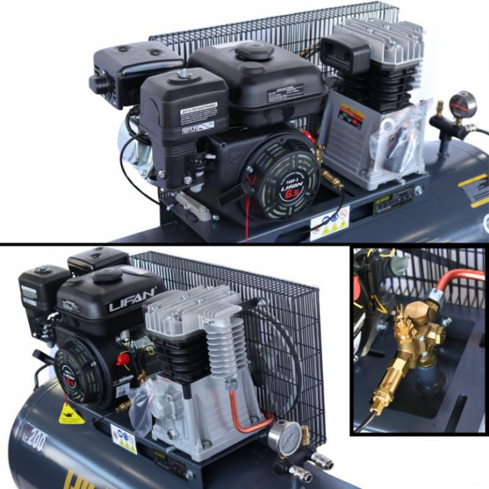 Motocompresor 200L, 6.5CP pe benzină, 10 bar [4]