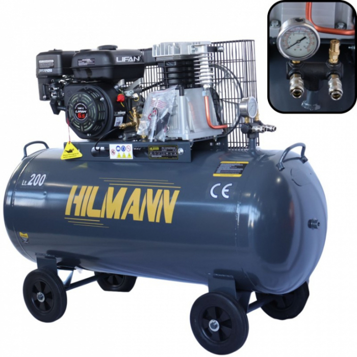 Motocompresor 200L, 6.5CP pe benzină, 10 bar [3]