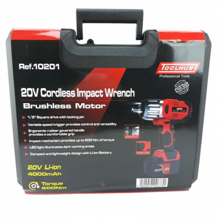 Cheie de impact cu acumulator 20V 4 Ah motor fara perii, 600Nm [6]