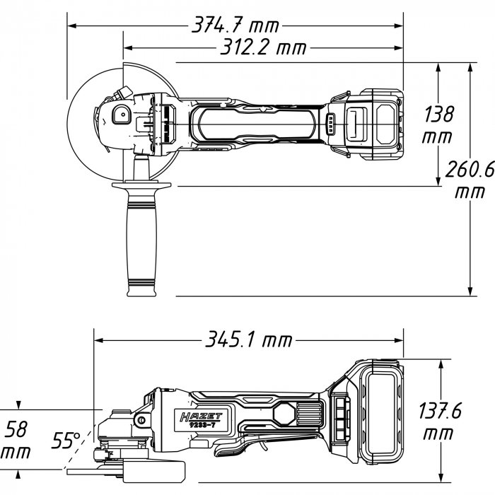 Polizor unghiular 18V x 5 Ah, motor fara perii [2]