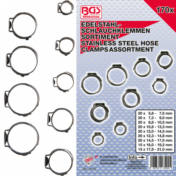Set coliere pentru sertizat furtune 5.8-21mm , 170 piese [1]