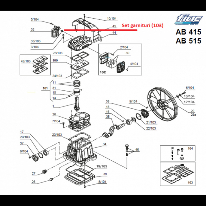 Set garnituri pentru cap compresor AB415 [2]