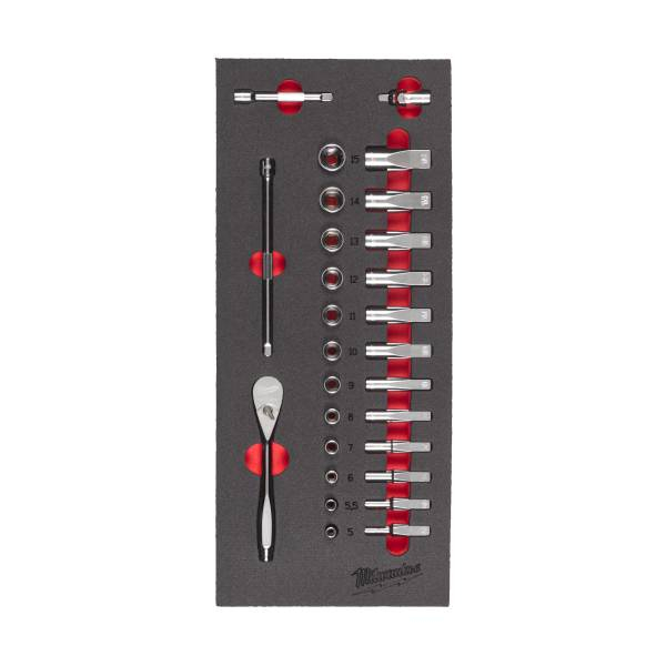 Set insertie spuma cu chei tubulare 1/4", 28buc [2]