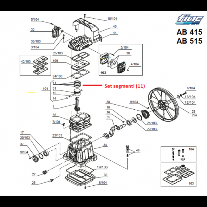 Set segmenti pentru cap compresor AB415 [3]