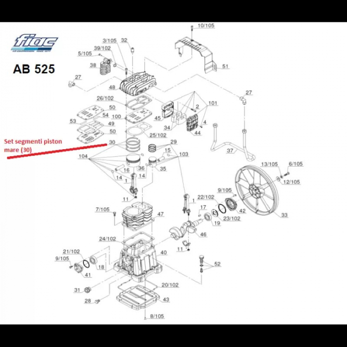 Set segmenti piston mare, pentru cap compresor AB 525 [2]