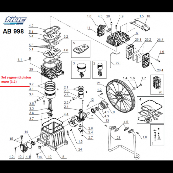 Set segmenti piston mare, pentru cap compresor AB998 [3]