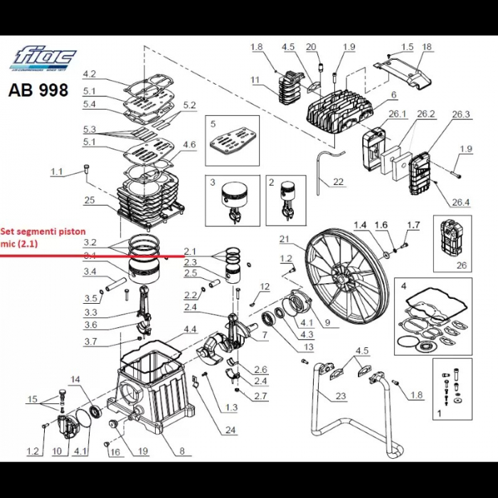 Set segmenti piston mic cap compresor AB998 [3]
