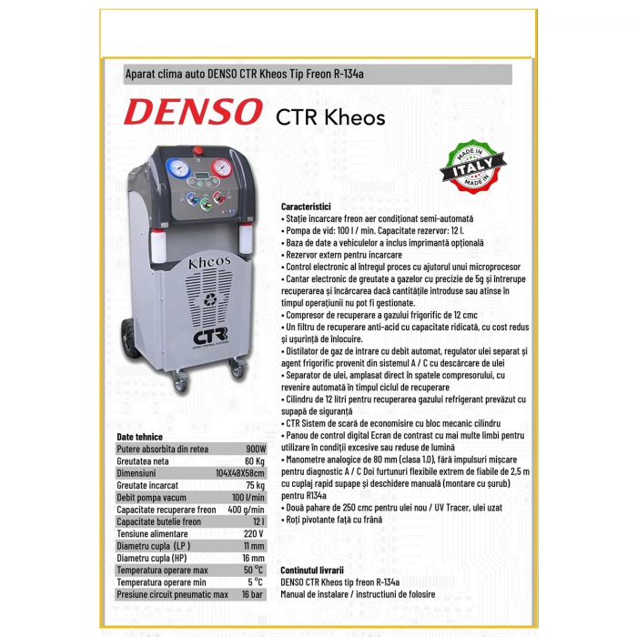 Statie / aparat incarcare freon AC auto DENSO-CTR Kheos Tip Freon R-134a [2]