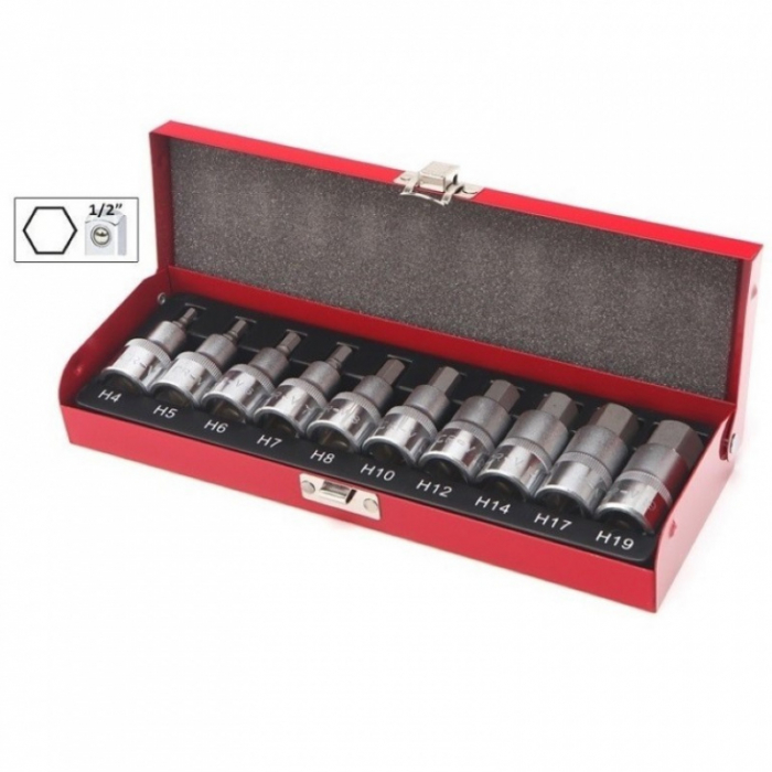 Trusa cu imbusuri hexagonale scurte 1/2", 10 buc. [2]