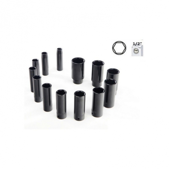 Trusa cu tubulare lungi de impact 10-30mm 1/2", 13 buc. [2]