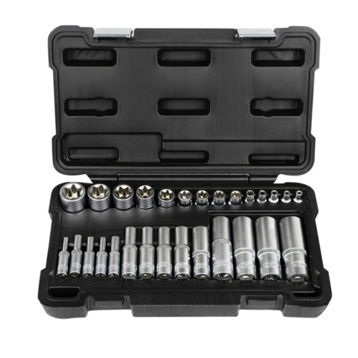 Trusa de tubulare Torx lungi si scurte 1/4"-3/8"-1/2", 28 buc. [2]