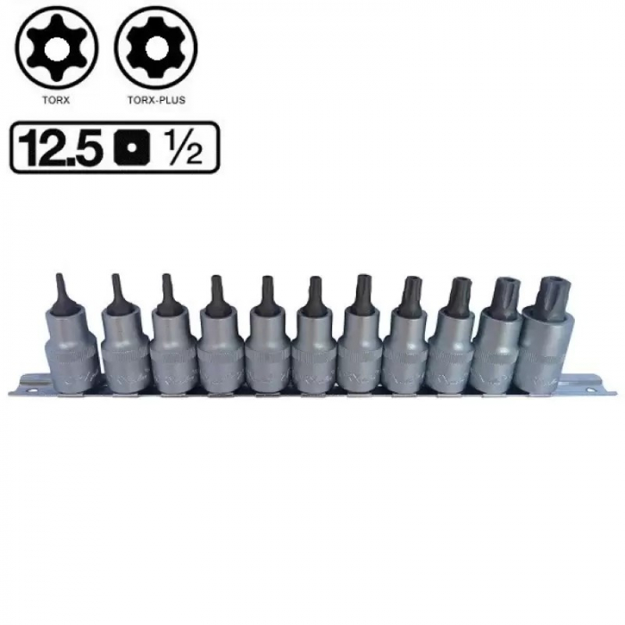 Trusa / set Torx Plus 1/2" securizate ( cu gaura ) T10-T60, 11 buc. [1]