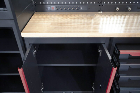 Banc de lucru tip Sistem modular mobilier de atelier 10 piese, negru cu rosu - HBM [8]