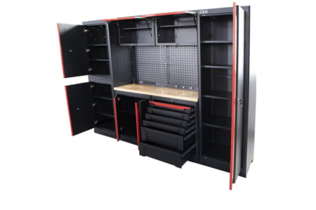 Produse - Banc de lucru tip Sistem modular mobilier de atelier 10 piese, negru cu rosu - HBM