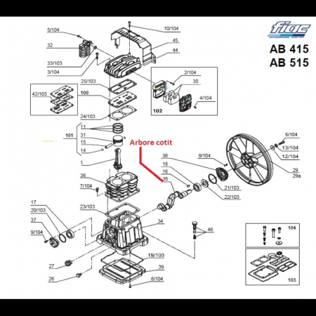 Arbore cotit pentru cap compresor AB415 [1]