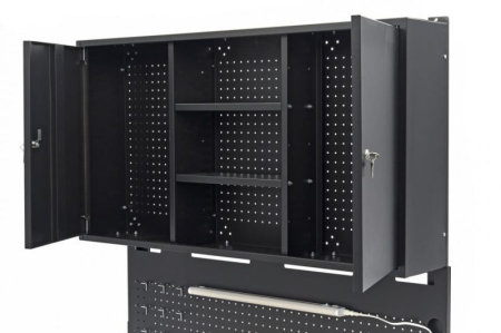 Banc de lucru 115cm cu blat de lemn masiv, LED si cutii depozitare - HBM [1]