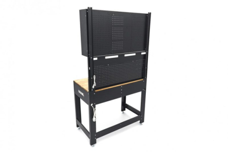 Banc de lucru 115cm cu blat de lemn masiv, LED si cutii depozitare - HBM [3]