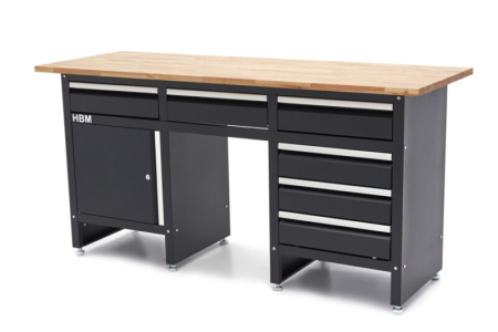Banc de lucru cu 6 sertare, 1 usa si blat din lemn masiv 171 cm - HBM [2]