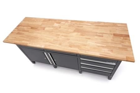 Banc de lucru cu 6 sertare, 2 usi si blat din lemn masiv 171cm - HBM [6]