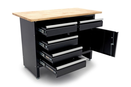 Banc de lucru cu blat din lemn masiv 120 cm, 8 sertare - HBM [2]