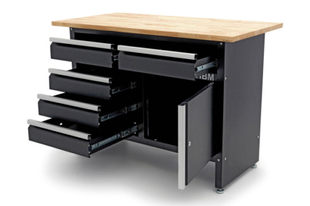 Banc de lucru cu blat din lemn masiv 120 cm, 8 sertare - HBM [1]