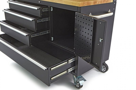 Banc de lucru cu blat din lemn masiv,182 cm, 4 sertare, panou si usa - HBM [2]