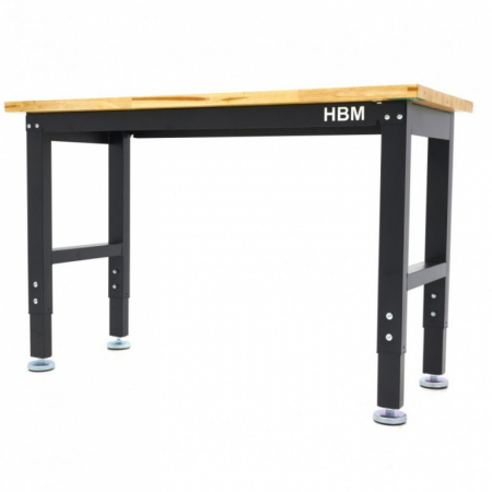 Banc de lucru - Banc de lucru cu blat din lemn masiv, reglabil pe inaltime 122 cm