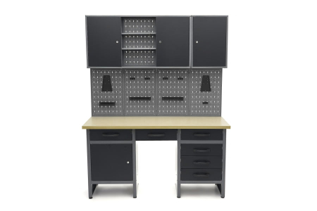 Banc de lucru cu usi si panou perforat 160 x 60 x 200 cm - HBM [2]