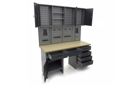 Banc de lucru cu usi si panou perforat 160 x 60 x 200 cm - HBM [3]