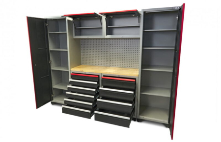 Produse - Banc de lucru metalic modular 9 piese, 263 x 51 x 204 cm - HBM