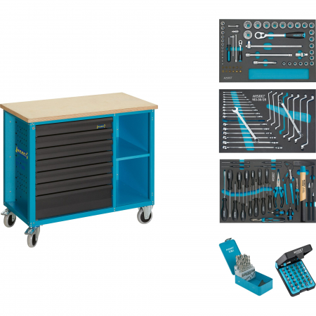 Banc de lucru - Banc de lucru mobil cu 7 sertare si 169 piese