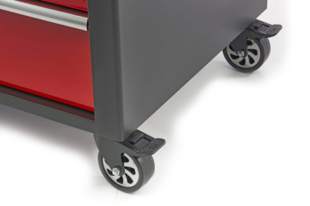 Banc de lucru mobil cu blat din lemn 10 sertare, rosu cu negru - HBM [5]