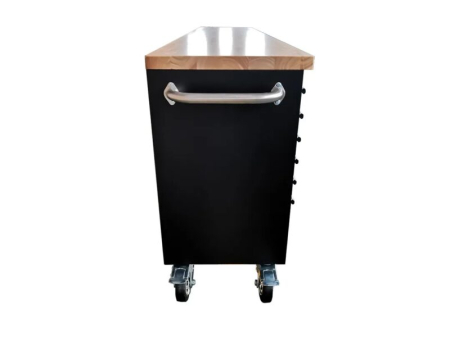 Banc de lucru negru cu blat din lemn masiv 258 cm - HBM [3]