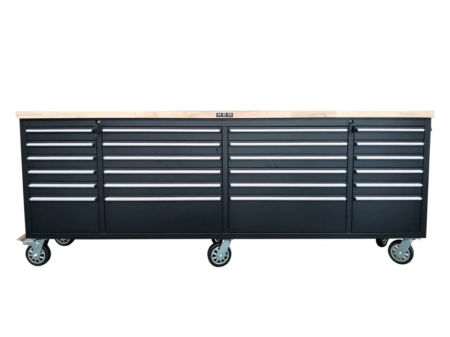 Banc de lucru negru cu blat din lemn masiv 258 cm - HBM [2]