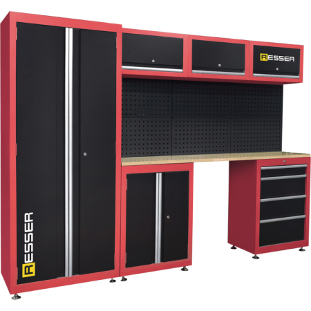 Banc de lucru profesional - Banc de lucru profesional cu blat de lemn, 13 piese