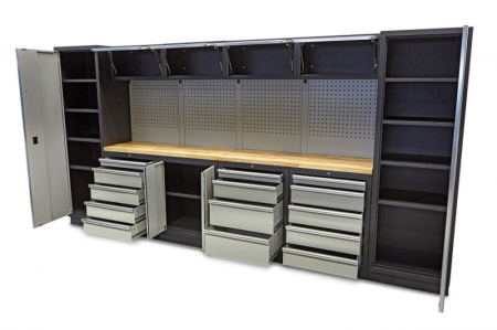 Banc de lucru tip ansamblu modular de atelier premium negru gri, 16 buc - HBM