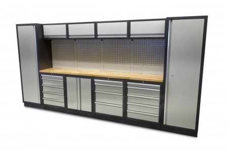 Banc de lucru tip ansamblu modular de atelier premium negru gri, 16 buc - HBM [4]