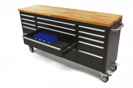 Banc mobil de scule cu blat din lemn masiv 182 cm - HBM